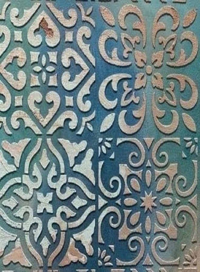 Technoart Putting Decorative Art Stencil, Vintage Moroccan Pattern, Embossed Design in Turquoise, Antique Wall Art Stencil - Image 2